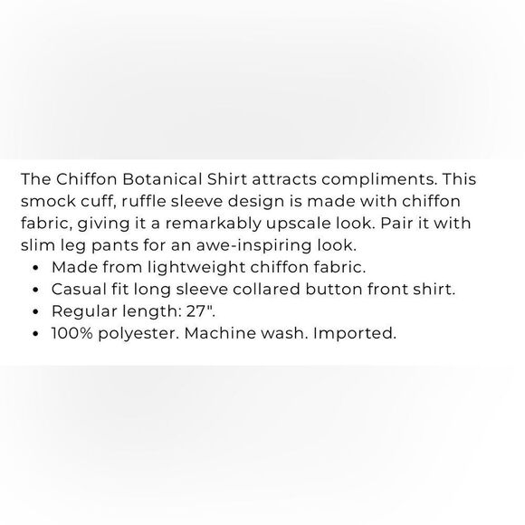 Chico’s Sz 0.5 Chiffon Botanical Shirt - Picture 13 of 13